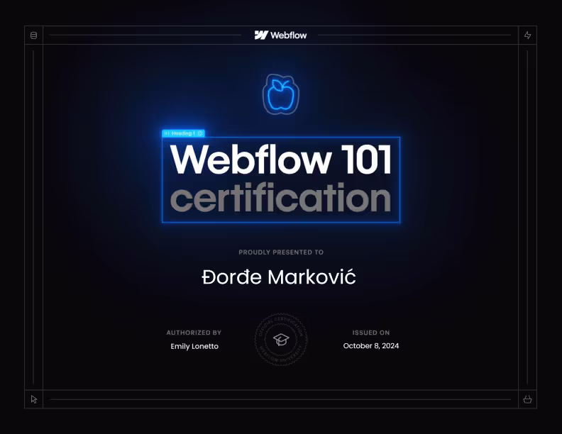 webflow certificate 101